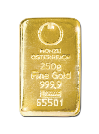 250 g, Zlatna poluga, Münze Österreich / Heraeus / Argor Heraeus - čistoća 999,9 / 1000