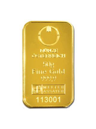 50 g, Zlatna poluga, Münze Österreich / Heraeus / Argor Heraeus - čistoća 999,9 / 1000