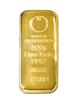 500 g, Zlatna poluga, Münze Österreich / Heraeus / Argor Heraeus - čistoća 999,9 / 1000